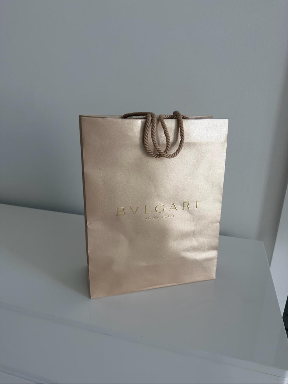 Bulgari Metallic Gold-Tone Rope Handle Tote